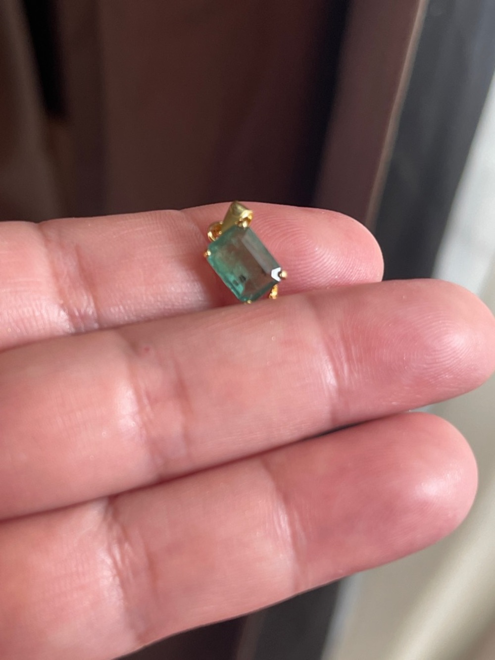 Certified Natural Zambian Minor Emerald Gemstone Pendant 18k GP 925 Silver - Picture 7 of 10